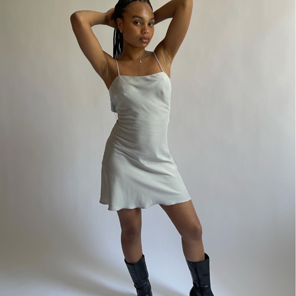 DJERF AVENUE Dream Dress Mini in Pebble Grey Size XS